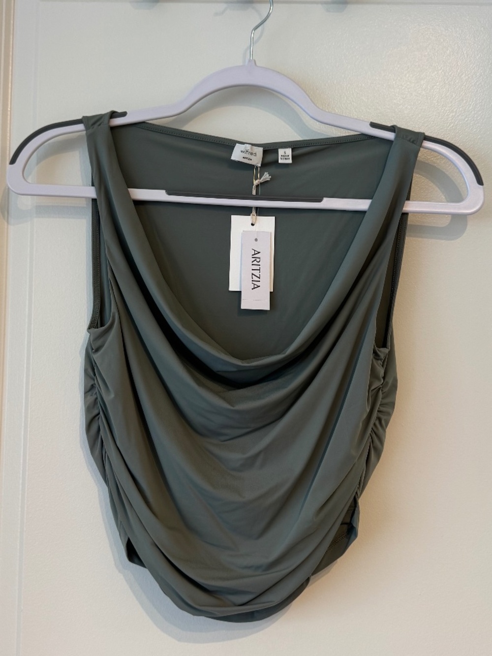 Aritzia Sage Green Crop Top; Size: Small